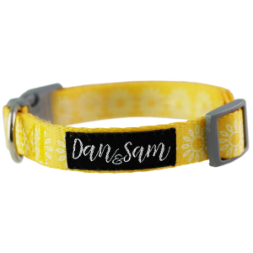 Dan & Sam Dog Adjustable Polyester Webbing Collar – Sunflower