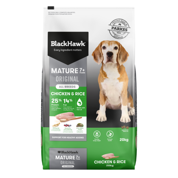 Black Hawk Mature Dog Dry Food Chicken & Rice Recipe