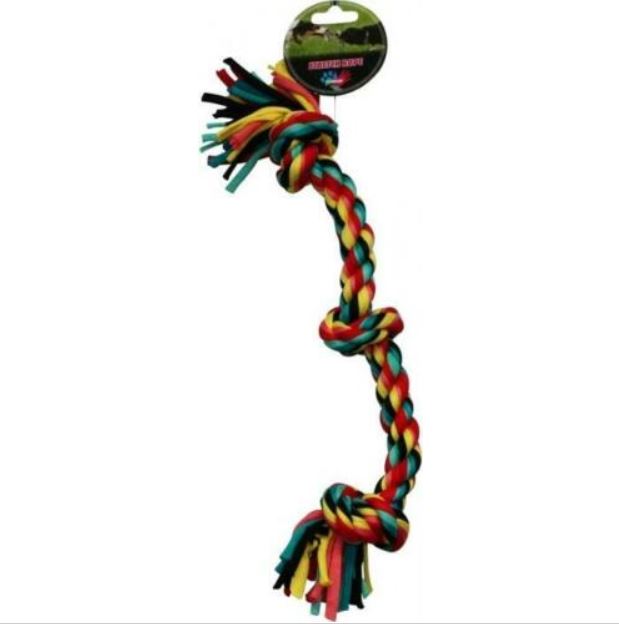 Paw Play Stretch Rope 3 Knot Dog Toy - 38cm