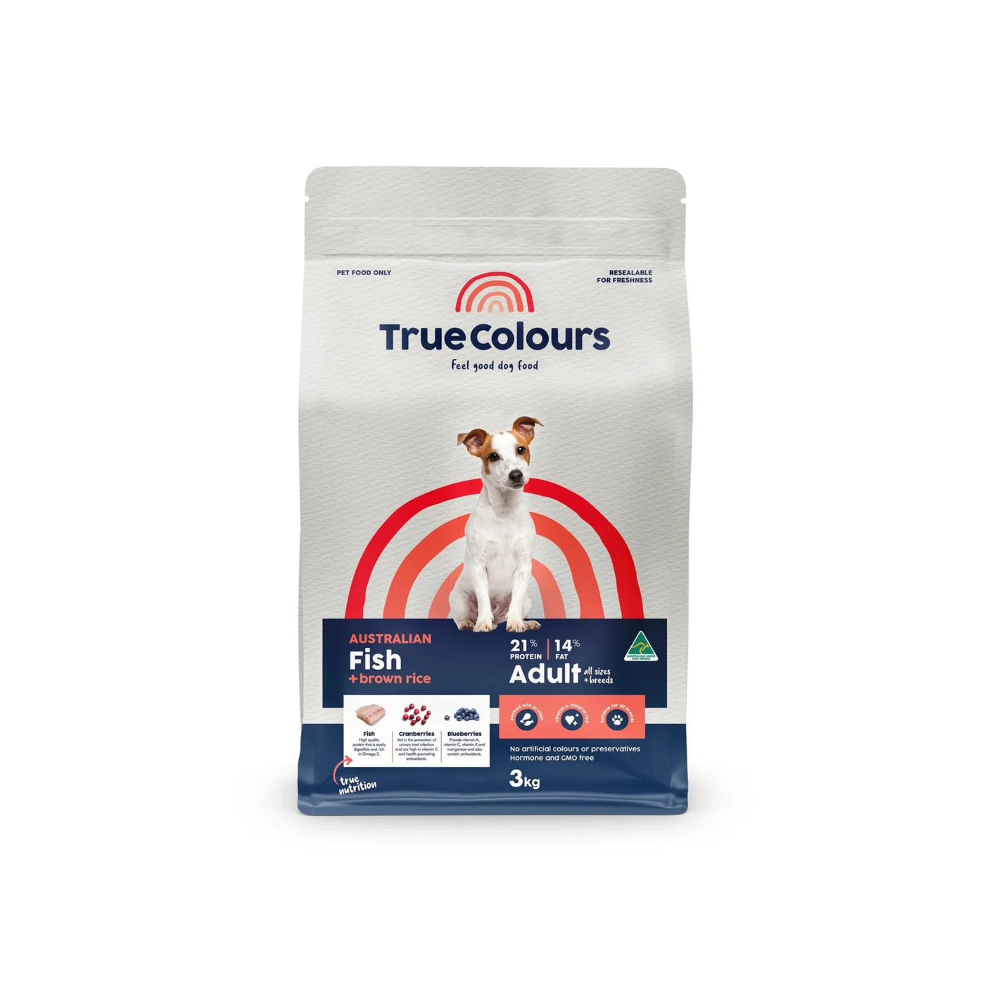 True Colours Adult Dog Dry Food Australian Fish and Brown Rice