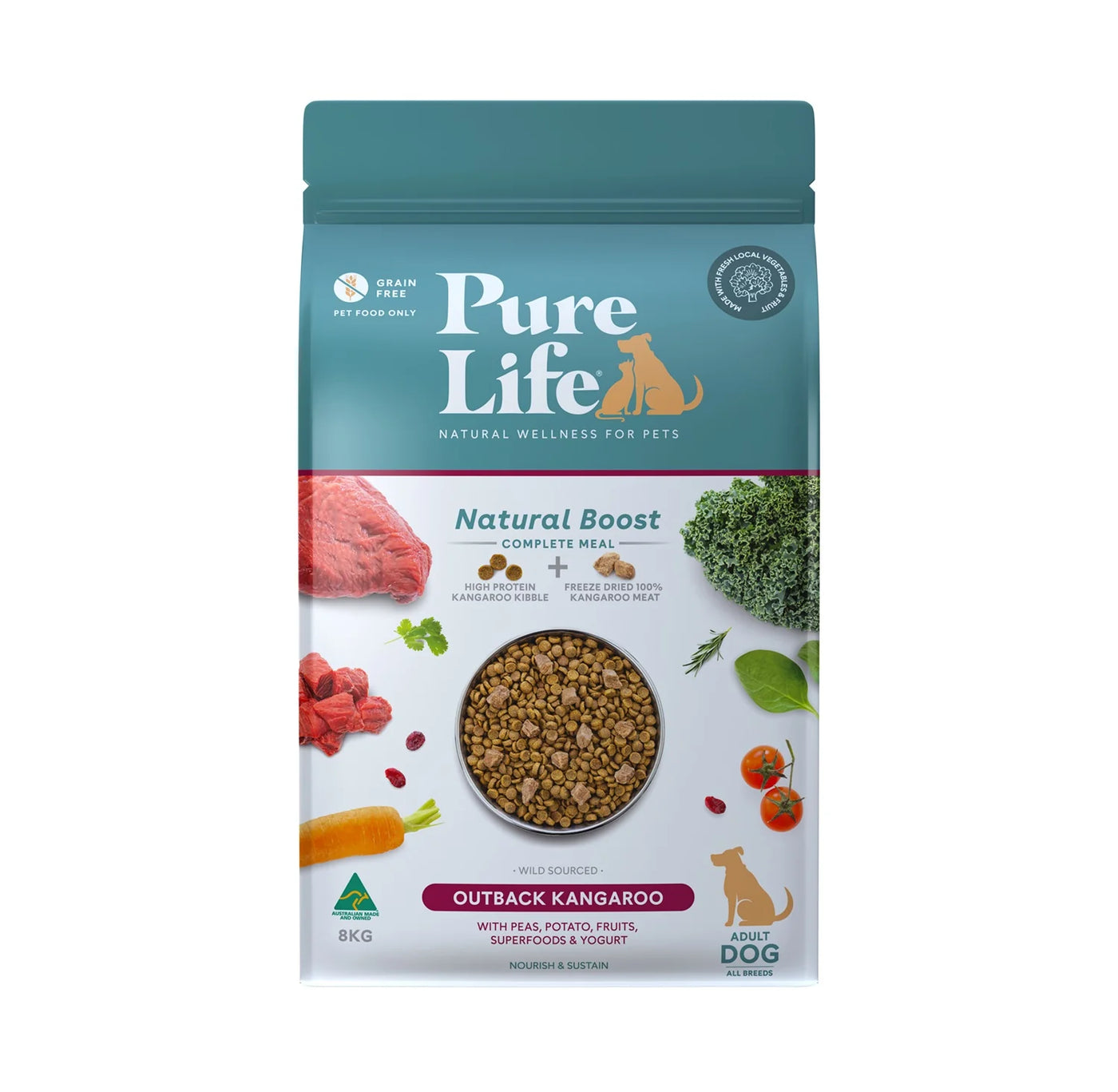 Pure Life Adult Dog Grain Free Dry Food Outback Kangaroo Recipe