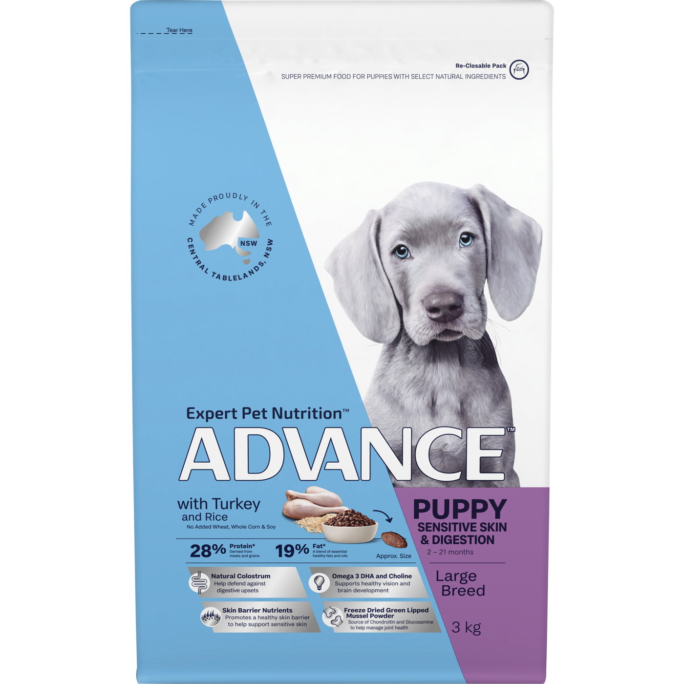 Advance Large Breed Puppy Food Sensitive Skin & Digestion Turkey Recipe