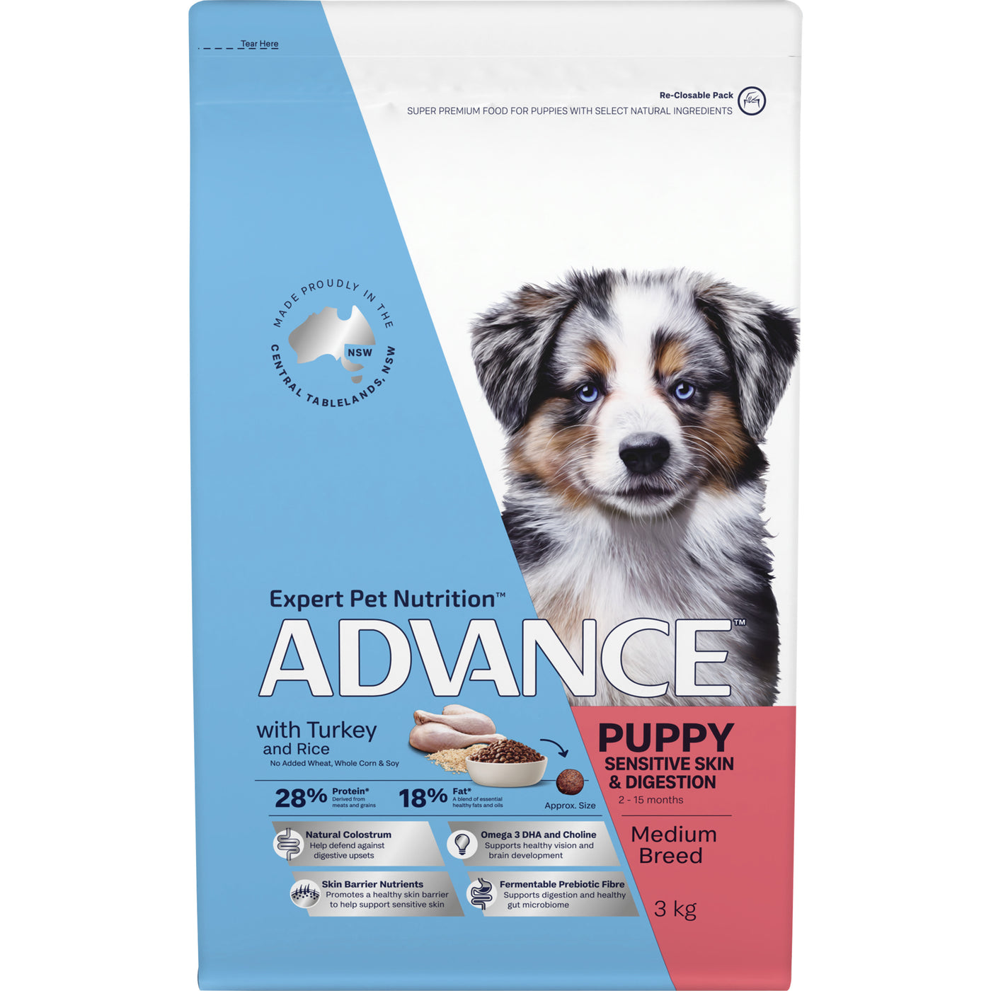 Advance Medium Breed Puppy Food Sensitive Skin & Digestion Turkey Recipe