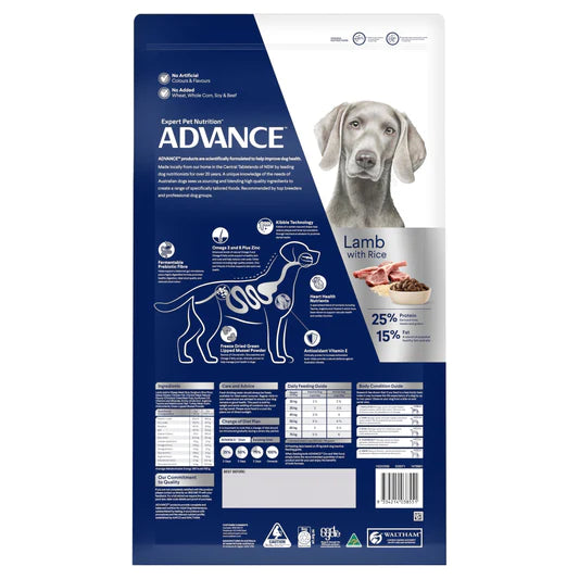 Advance Adult Dog Food Large Breed Lamb with Rice Recipe 15Kg