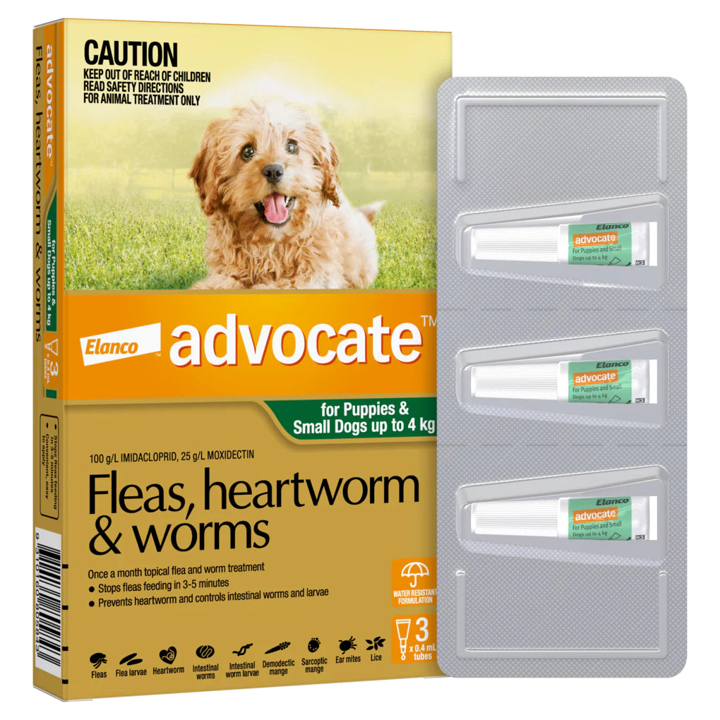 Advocate Treatment Puppies and Small Dogs up to 4kg (3 x 0.4ml Tubes)