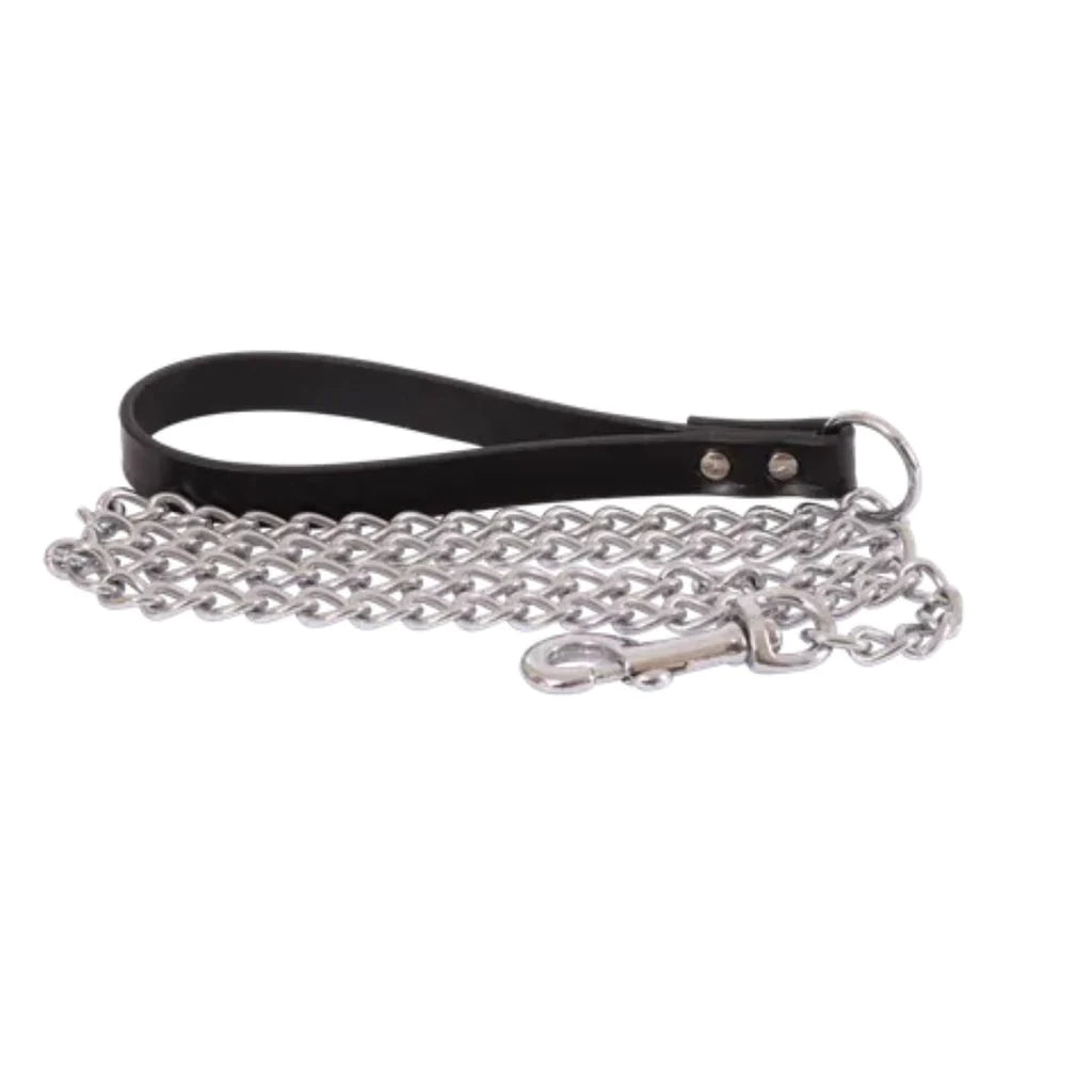 Beau Pets Chain Dog Lead with Leather Handle – Black