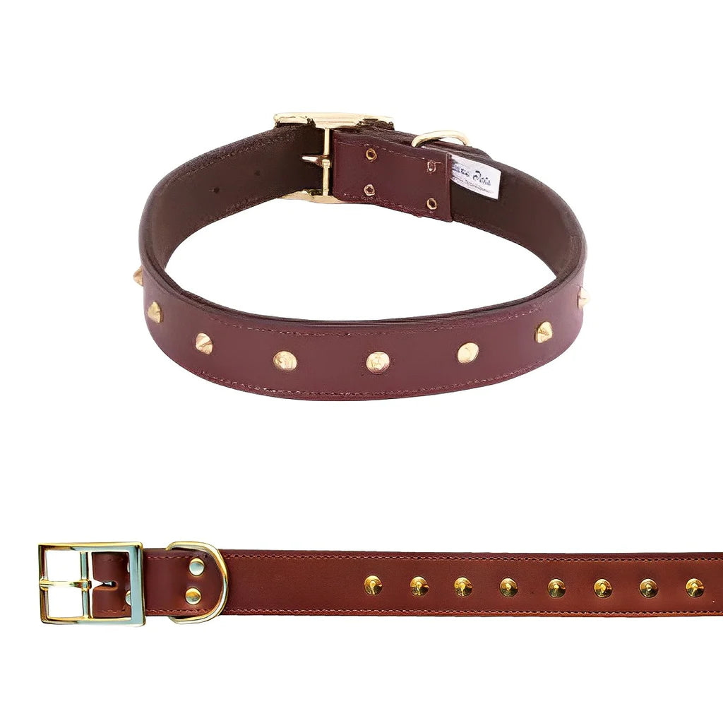 Beau Pets Leather Dog Collar Studded – Redwood