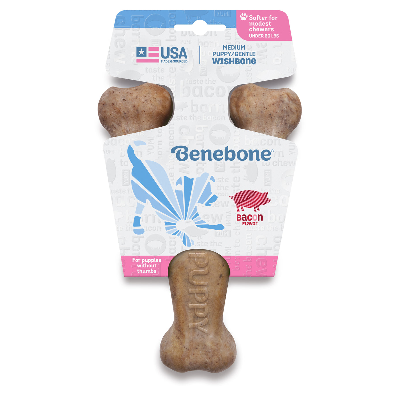 Benebone Bacon Puppy Wishbone Chew Toy