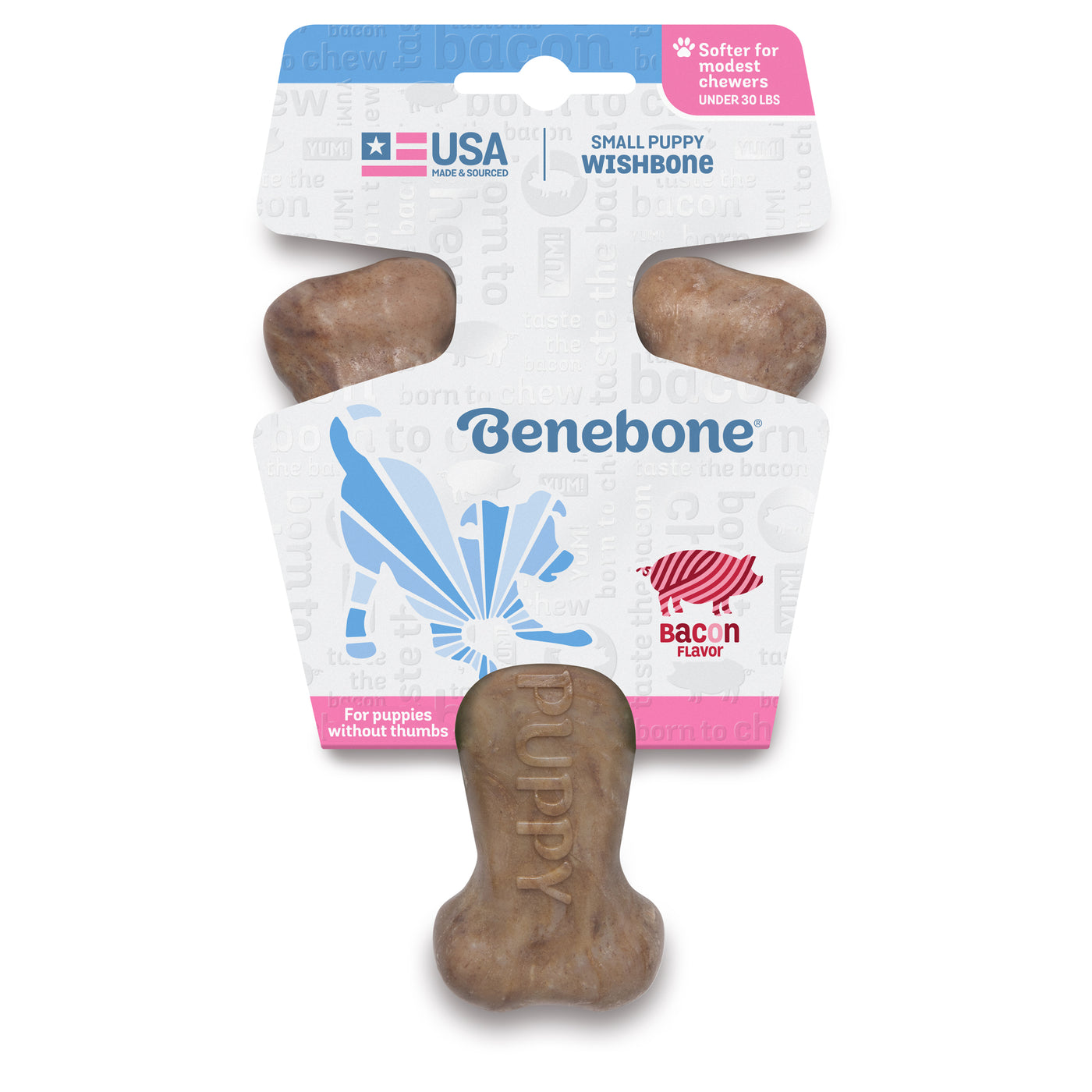 Benebone Bacon Puppy Wishbone Chew Toy