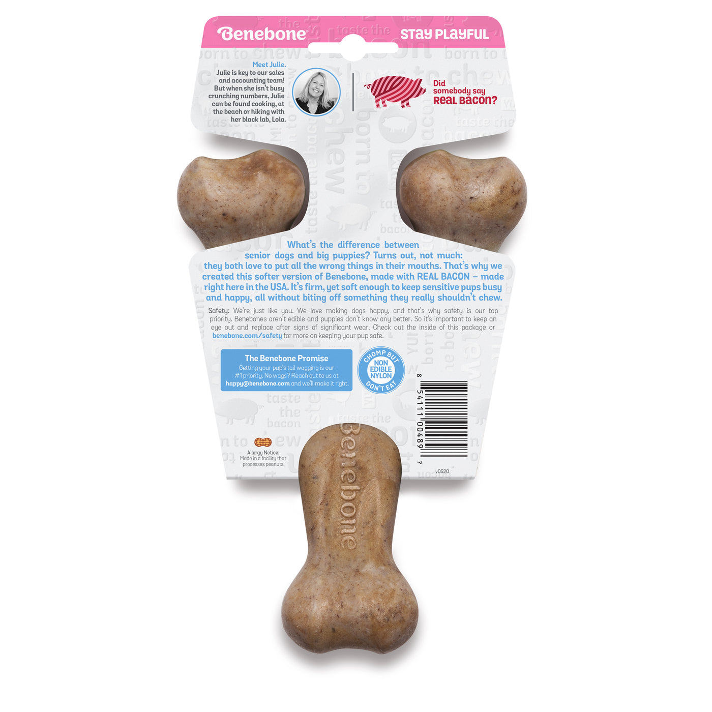 Benebone Bacon Puppy Wishbone Chew Toy