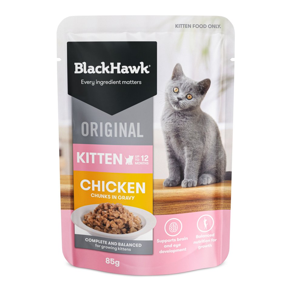 Black Hawk Pouches Kitten Wet Food Chicken in Gravy 12 x 85g