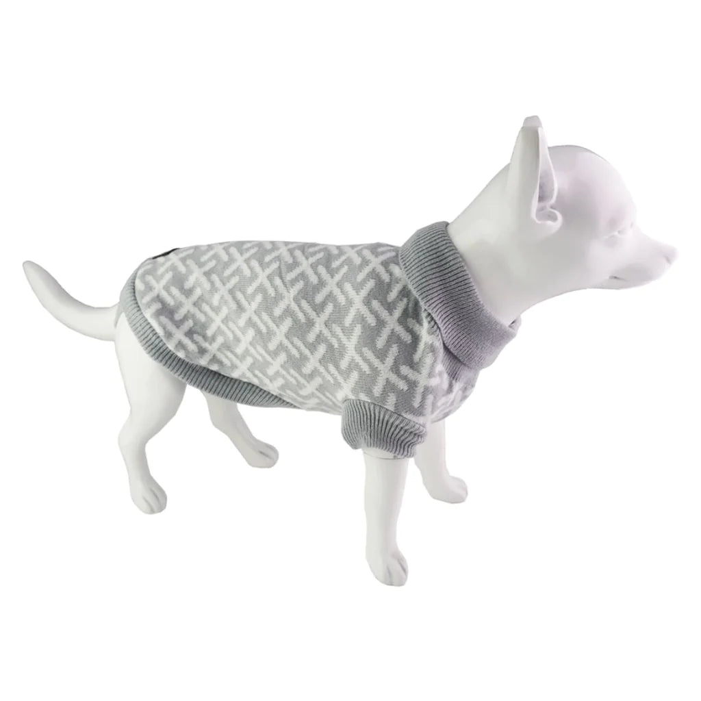 Dan & Sam Dog Jumper with Leg Straps - Grey Kisses