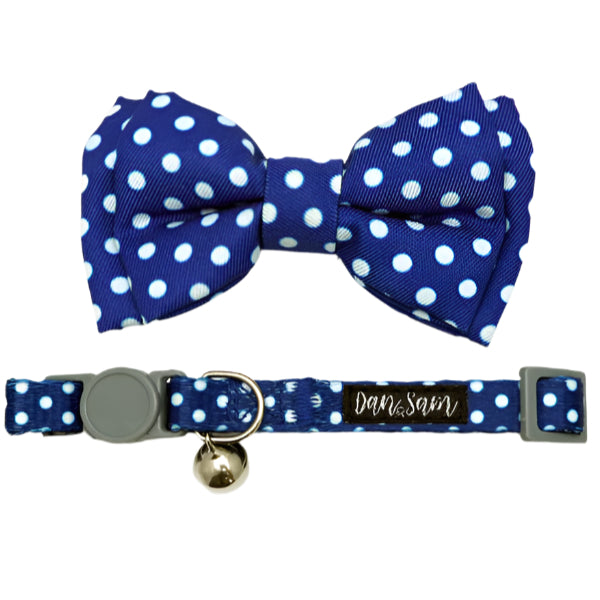 Dan & Sam Cat Collar & Bowtie - Navy Dream