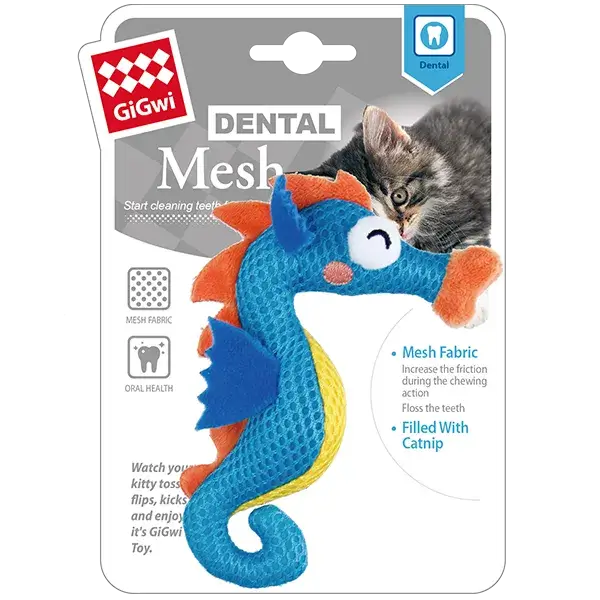 GiGwi Cat Toy Dental Mesh - Catnip Seahorse