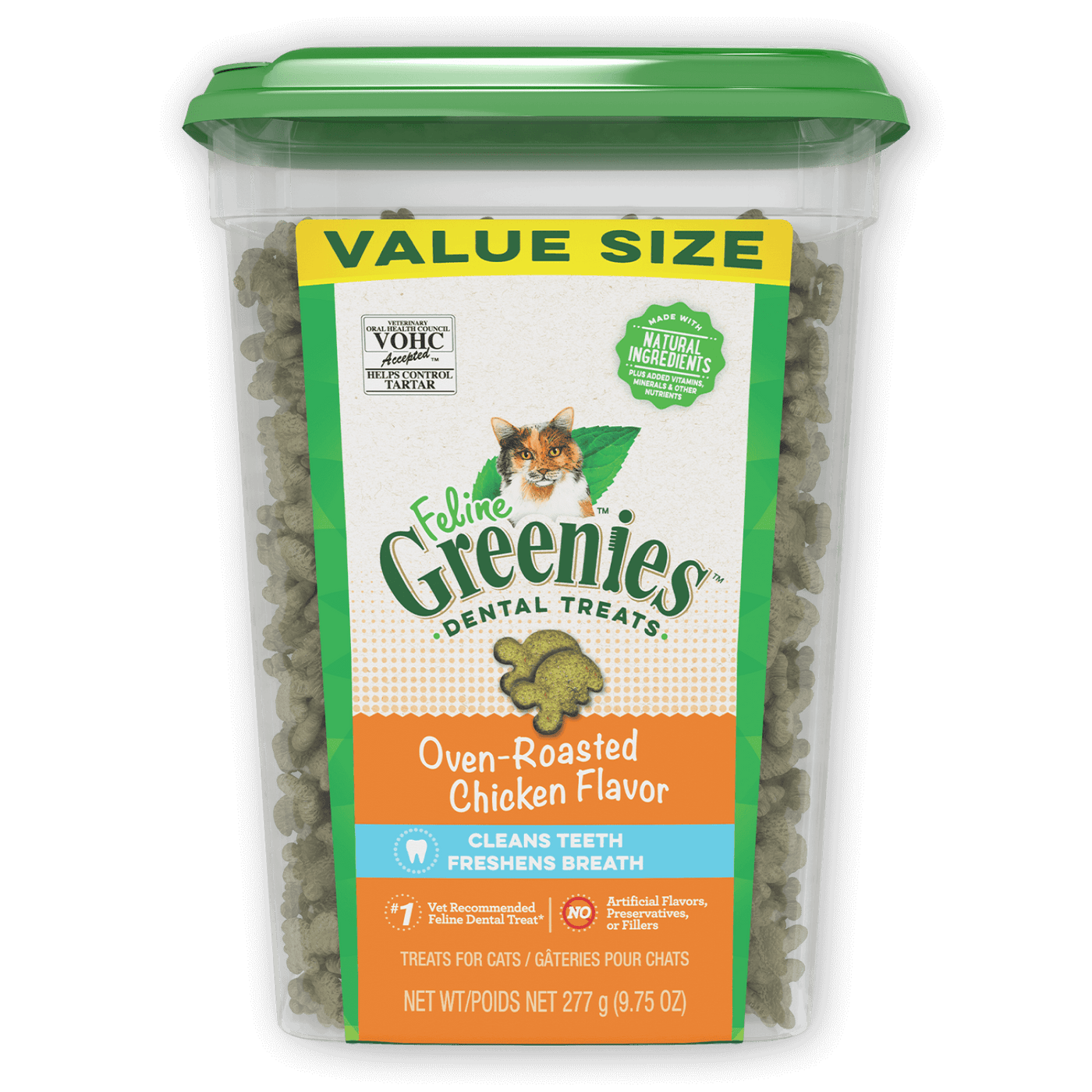 Greenies Dental Cat Treats Oven Roasted Chicken Value Tub 277g