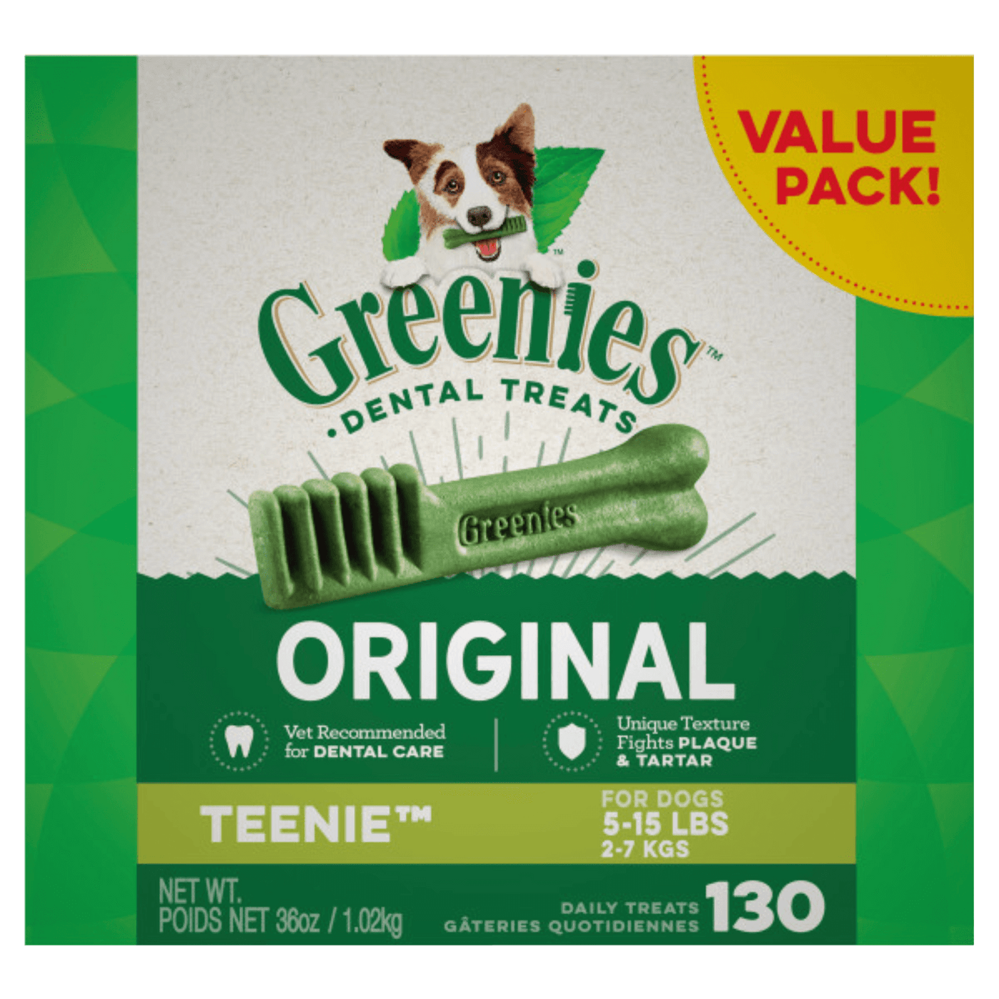 Greenies Dental Dog Treats Original Teenie 1.02kg (130 Value Pack)