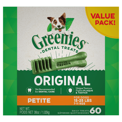 Greenies Dental Dog Treats Original Petite 1.02kg (60 Value Pack)