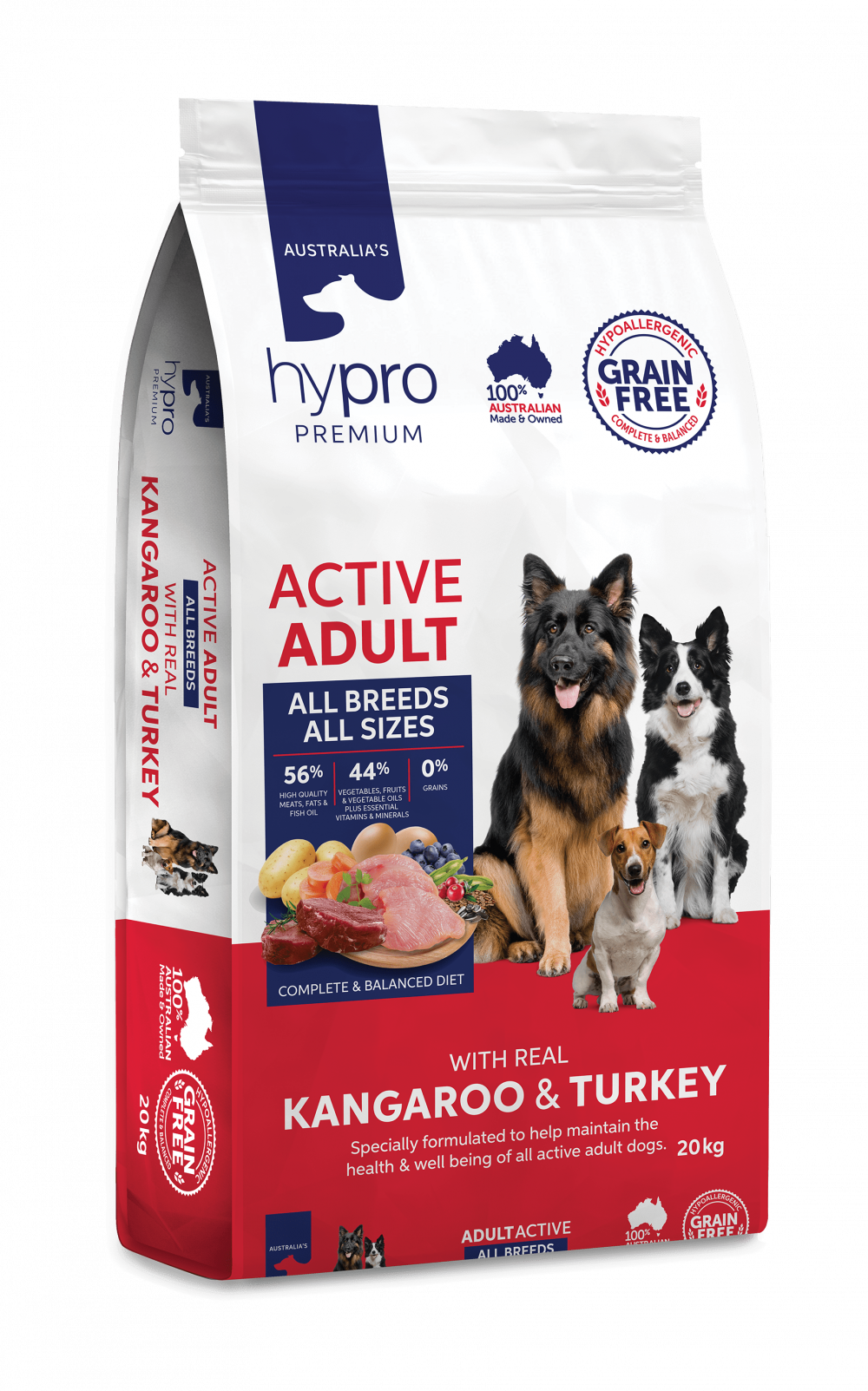 Hypro Premium Active Adult Dog Dry Food Grain Free  Kangaroo & Turkey 20kg