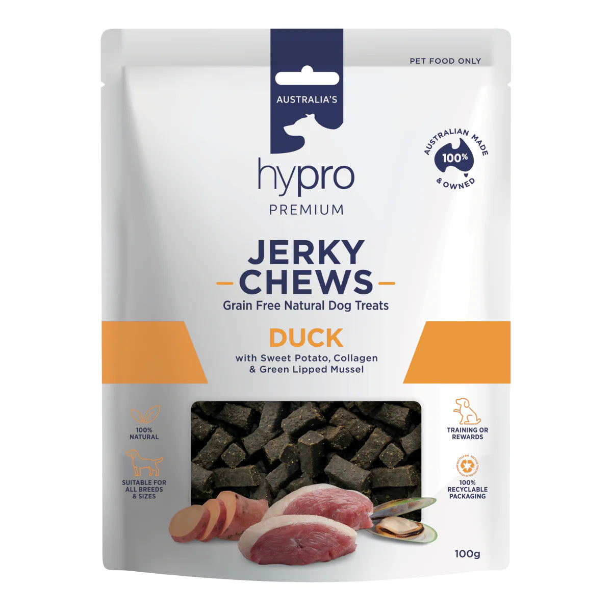 Hypro Premium Jerky Chews Dog Treats Duck 100g