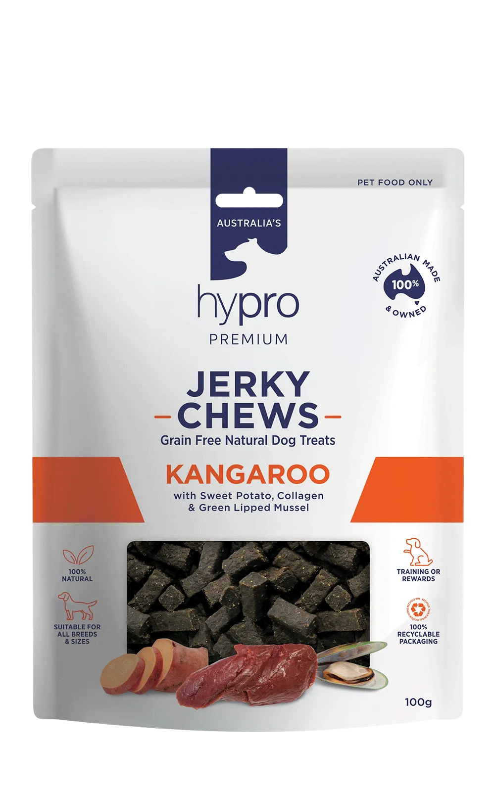 Hypro Premium Jerky Chews Dog Treats Kangaroo 100g