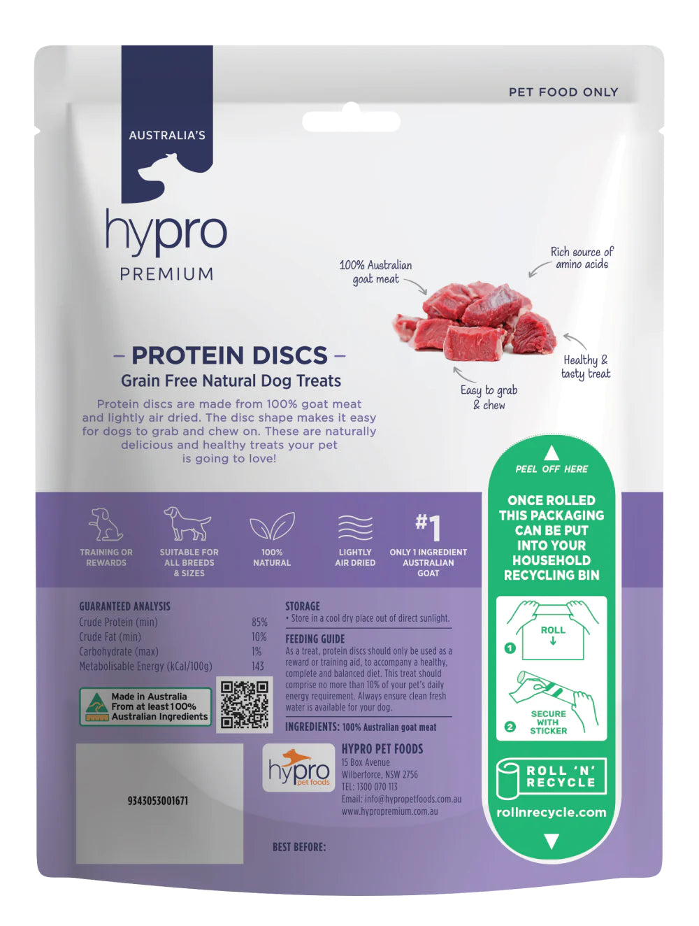 Hypro Premium Dog Protein Discs Goat Treats 100g