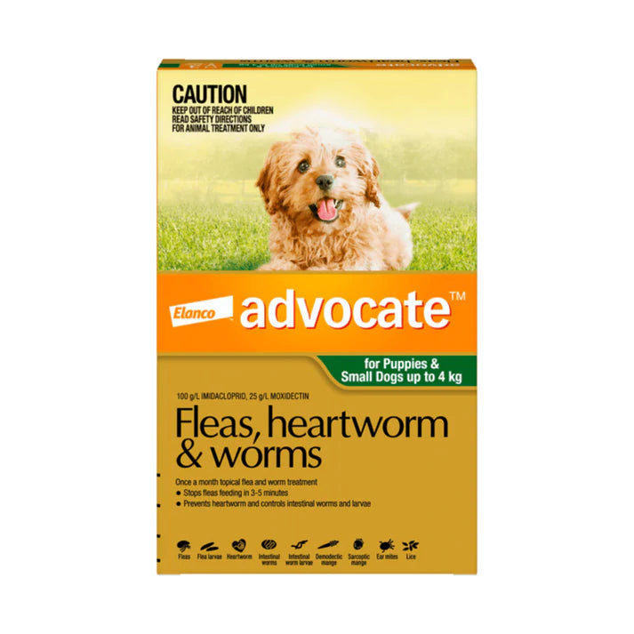 Advocate Treatment For Puppies and Small Dogs up to 4kg (1 x 0.4ml Tubes)