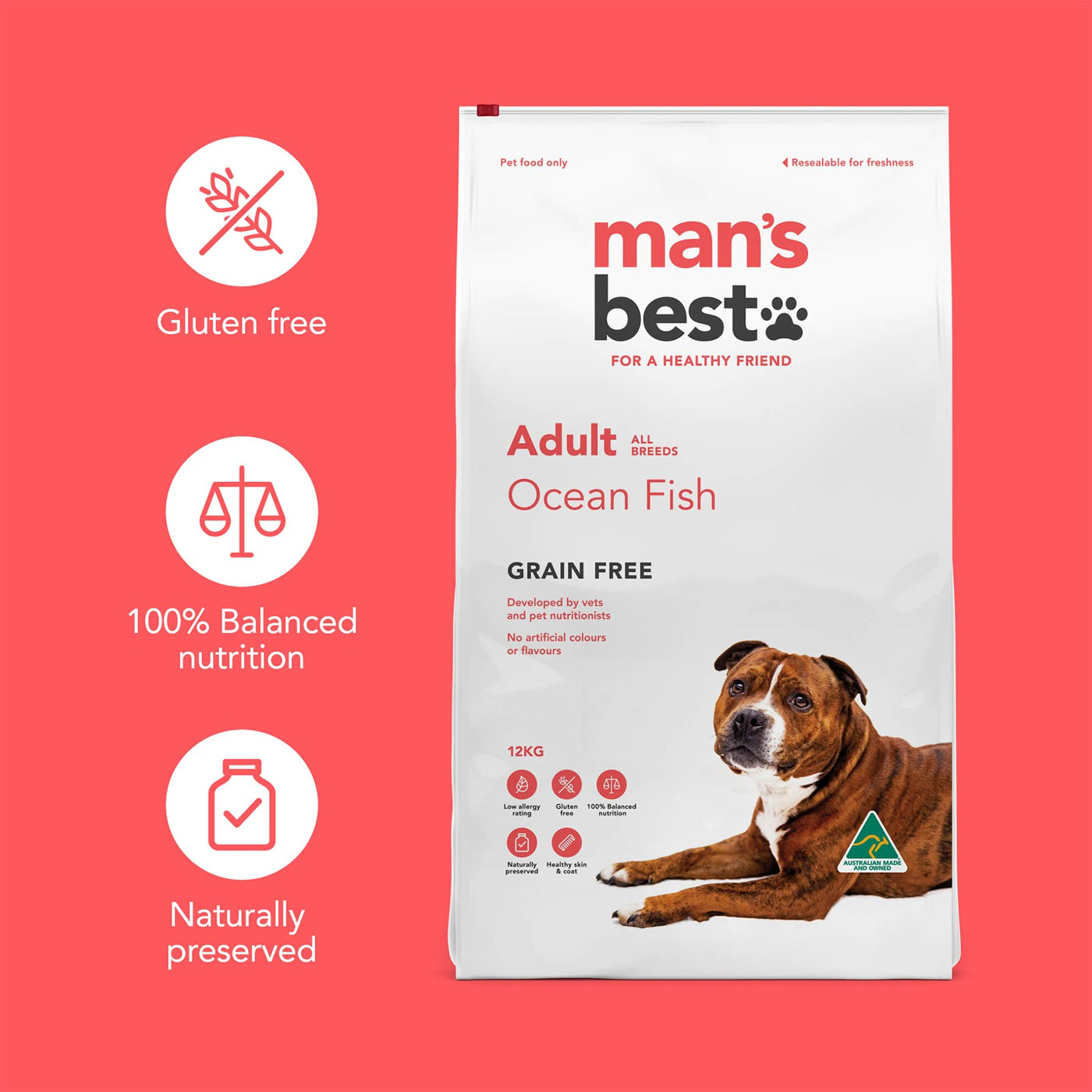 Man's Best Adult Dog Dry Food Grain Free Ocean Fish with Sardines Recipe