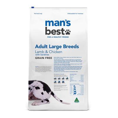 Man's Best Adult Dog Dry Food Large Breeds Grain Free Lamb & Chicken with Sardines - 12kg