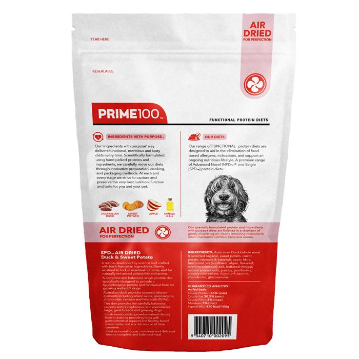 Prime100 SPD Air Dried Dog Food Duck & Sweet Potato 120g