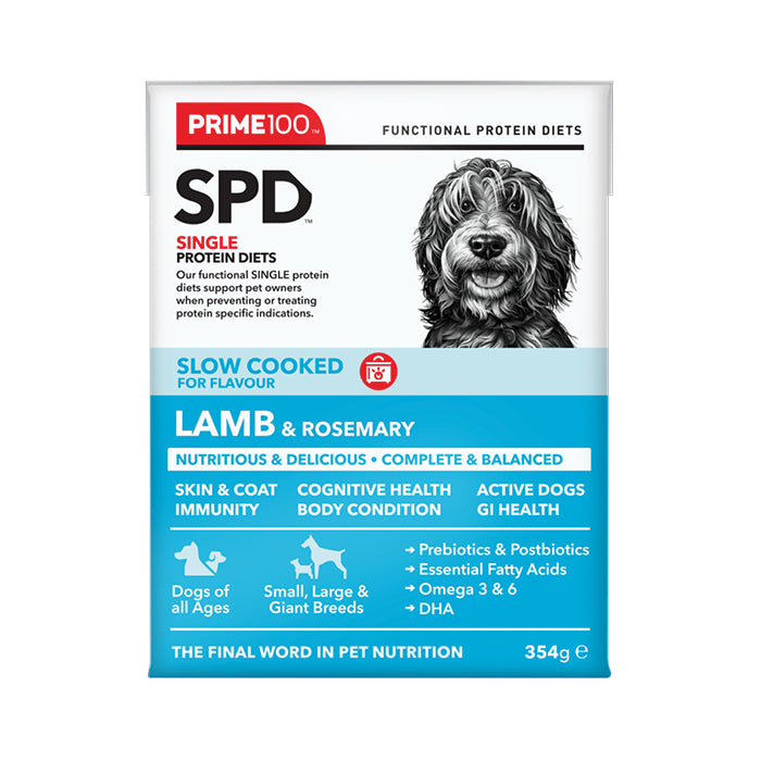 Prime100 SPD Slow Cooked Lamb & Rosemary Dog Food Tray of 12 x 354g