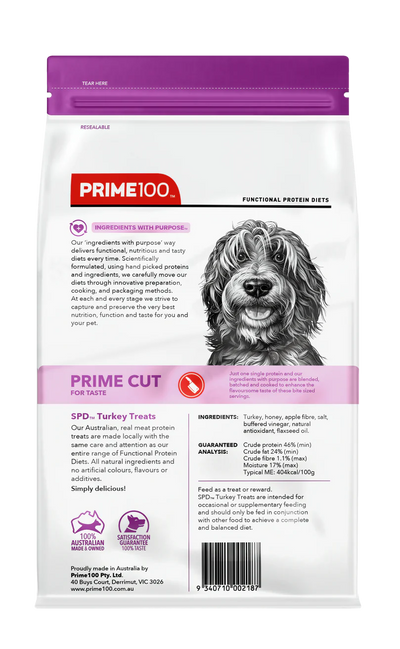 Prime100 SPD Prime Cut Dog Turkey Treats 100g