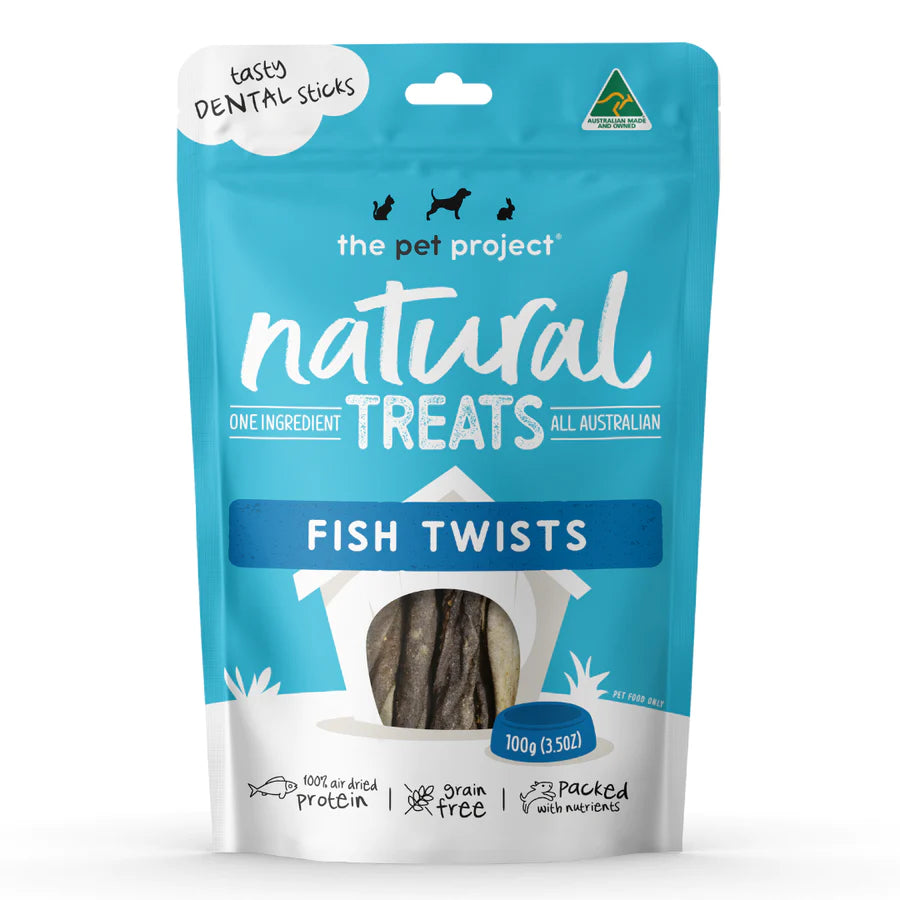 The Pet Project Natural Dog Treats Fish Twists - 100g