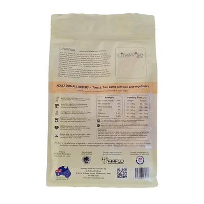 LifeWise Dog Dry Food Tone & Trim Lamb with Oats & Vegetables 2.5kg