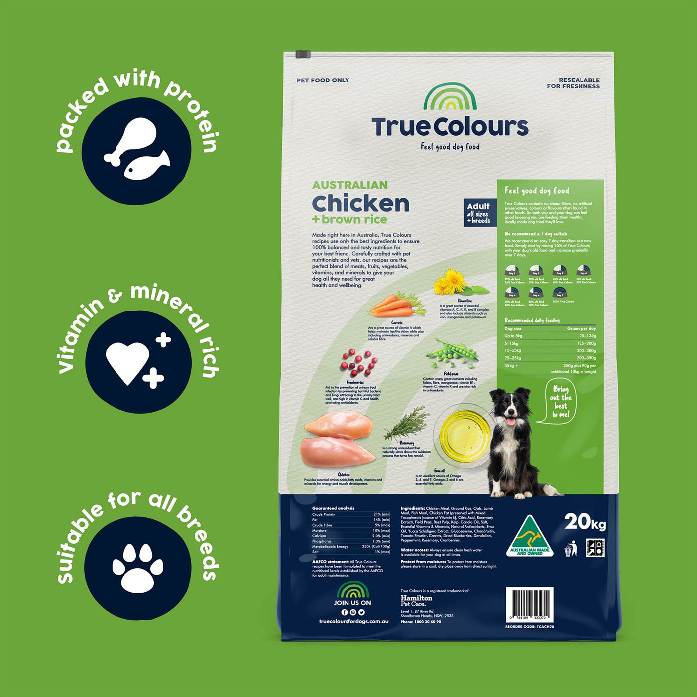 True Colours Adult Dog Dry Food Australian Chicken and Brown Rice