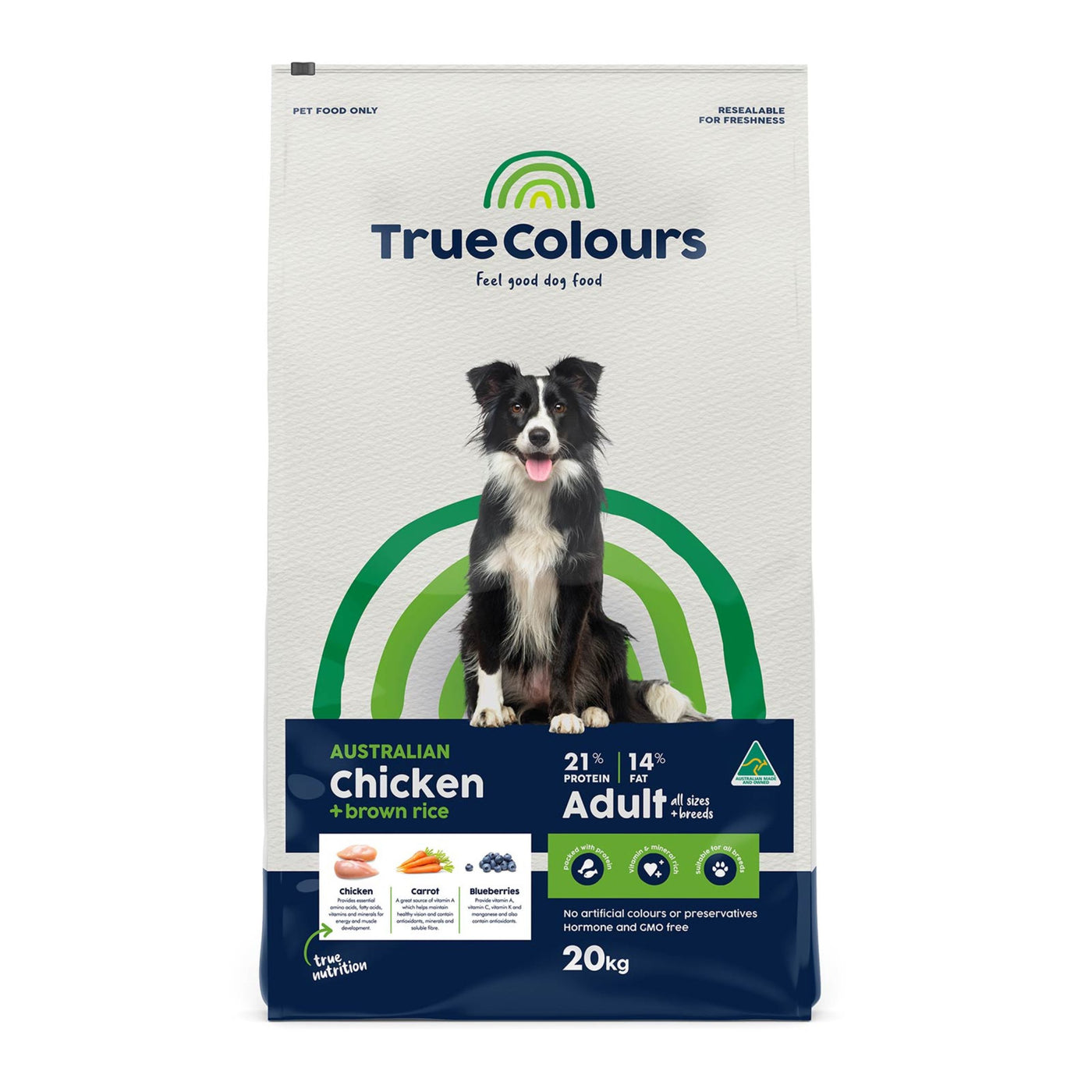 True Colours Adult Dog Dry Food Australian Chicken and Brown Rice