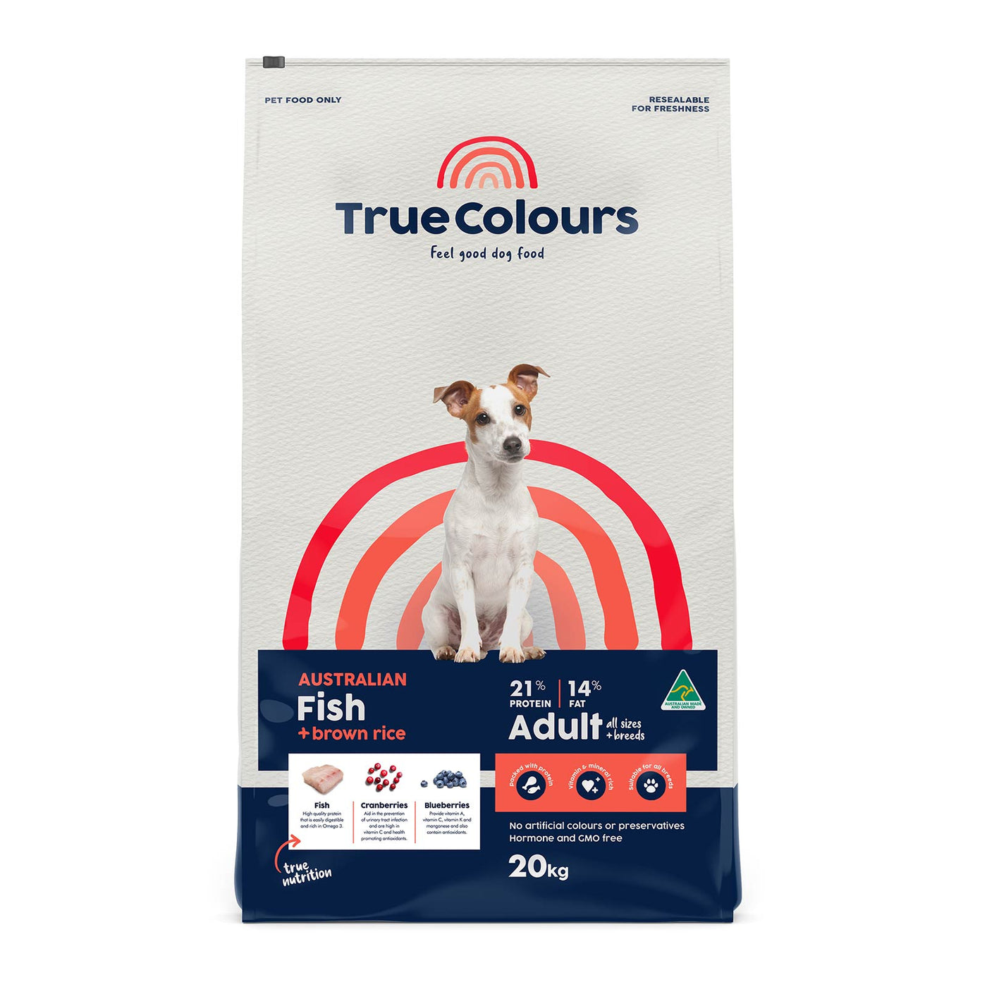 True Colours Adult Dog Dry Food Australian Fish and Brown Rice