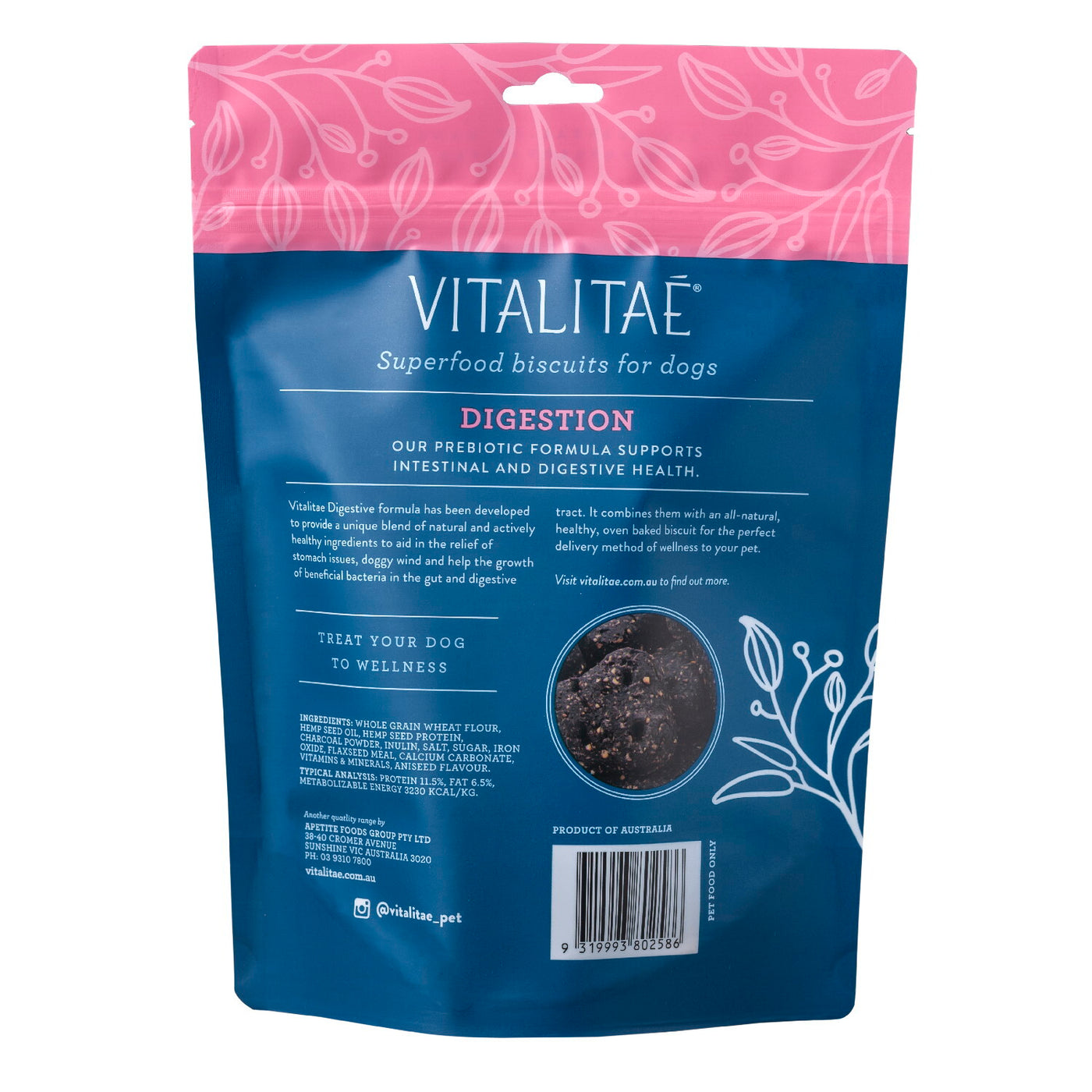 Vitalitae Dogs Superfood Biscuits 350g - Digestion Treats