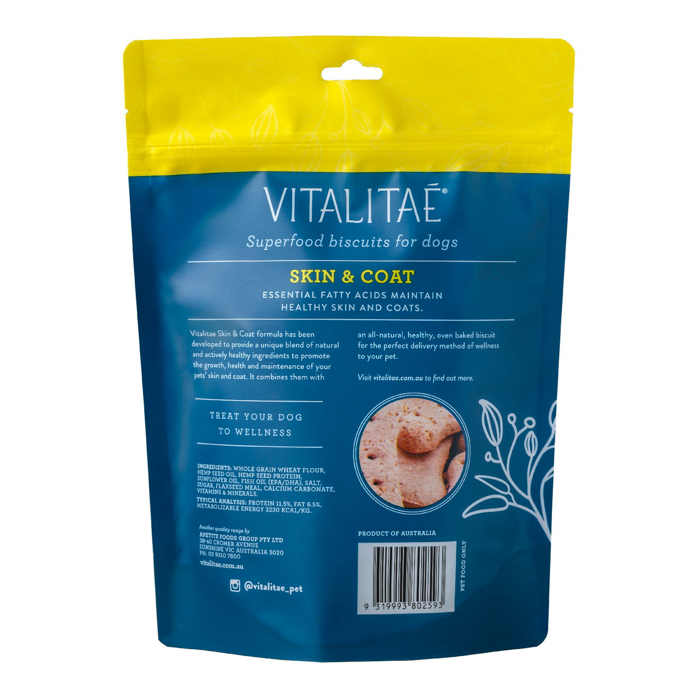 Vitalitae Dogs Superfood Biscuits 350g - Skin & Coat Treats