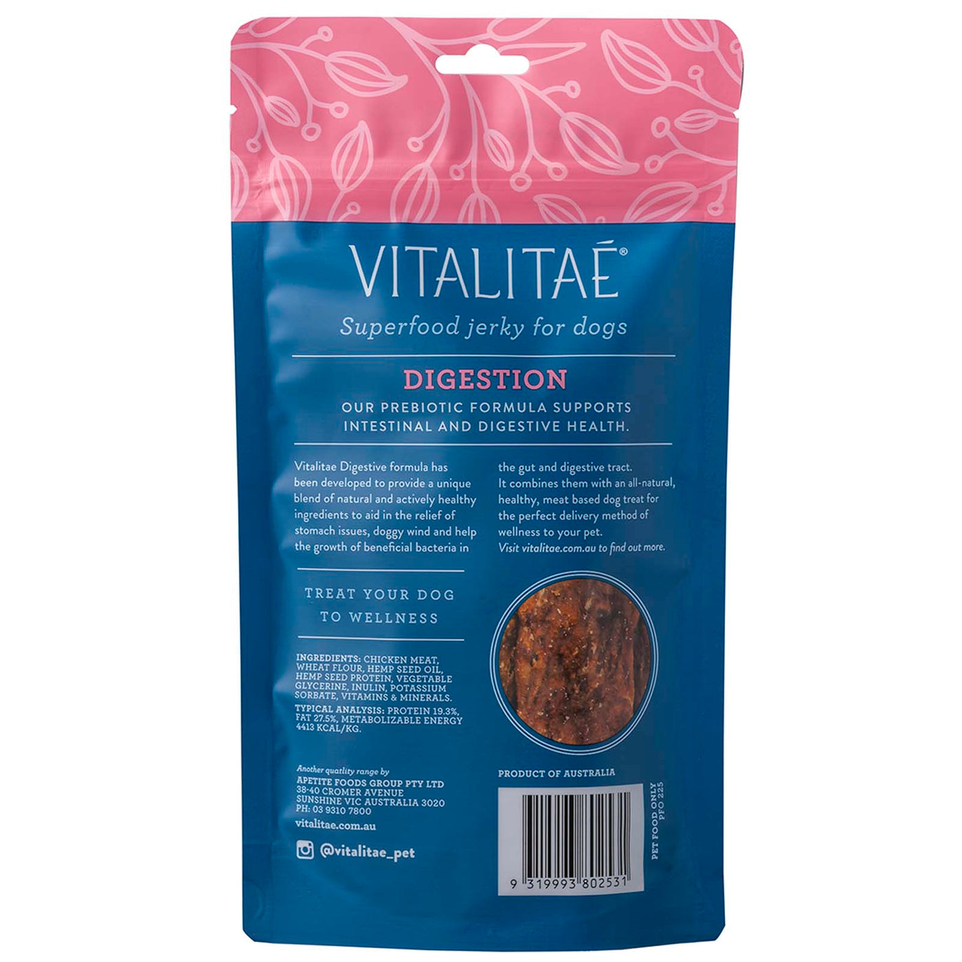 Vitalitae Dogs Superfood Jerky 150g - Digestion  Treats