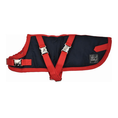 ZeeZ Waterproof Supreme Dachshund Dog Coat - Navy Stone/Red