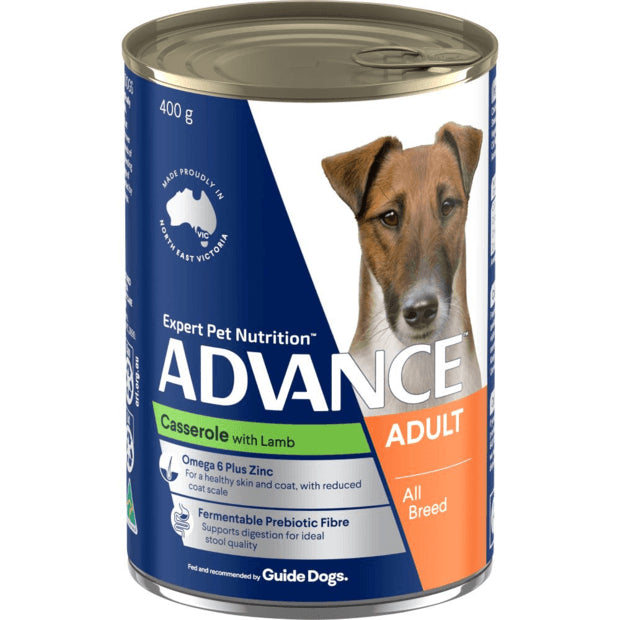 Advance Adult Dog Wet Food Casserole Cans with Lamb 12 x 400g