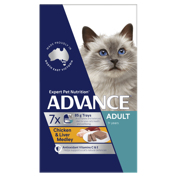 Advance Adult Cat Wet Food Chicken & Liver Medley Trays 7 x 85g