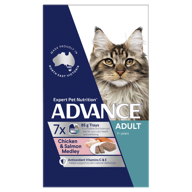 Advance Adult Cat Wet Food Chicken & Salmon Medley Trays 7 x 85g