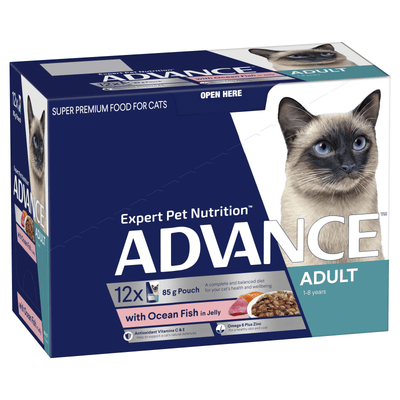 Advance Adult Cat Wet Food Ocean Fish in Jelly Pouches 12 x 85gm