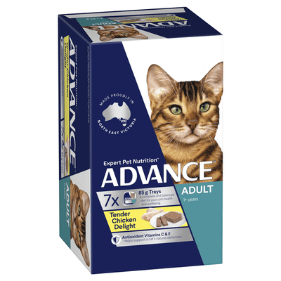 Advance Adult Cat Wet Food Tender Chicken Delight Trays 7 x 85g