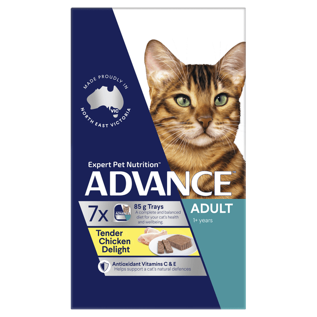 Advance Adult Cat Wet Food Tender Chicken Delight Trays 7 x 85g