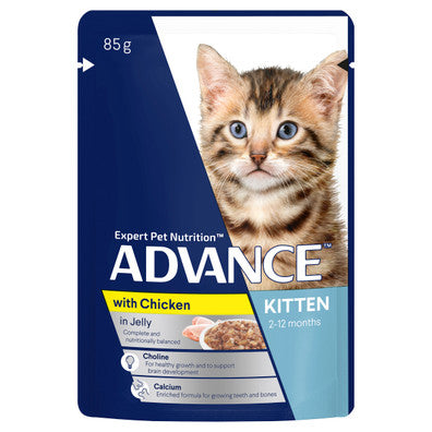 Advance Wet Food Kitten 2-12 Months Chicken in Jelly Pouches 12 x 85g