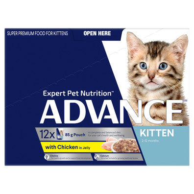 Advance Wet Food Kitten 2-12 Months Chicken in Jelly Pouches 12 x 85g