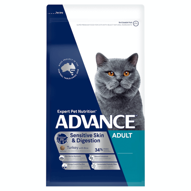 Advance Adult Cat Food Sensitive Skin & Digestion Turkey With Rice Recipe 2kg