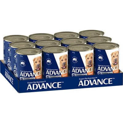 Advance Adult Dog Wet Food Tins Sensitive Skin & Digestion Chicken & Rice 12 x 410g